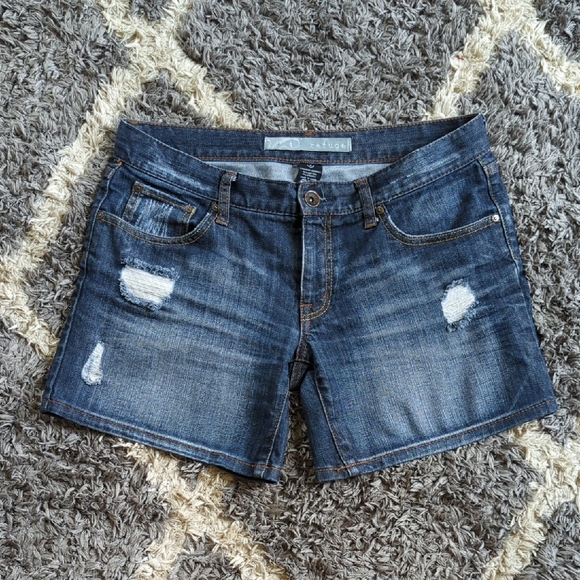 refuge Pants - Refuge Women's Denim Distressed Blue Jean Short Size Women's 5 Mid Length